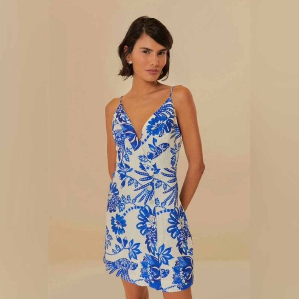 NWT FARM Rio Off-White Floral Birds Euroflax™ Mini Dress